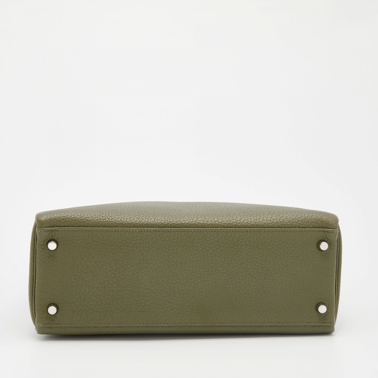 مملوكة مسبقًا Hermes Vert Veronese Togo Leather Palladium Finish Retourne Kelly 32 Bag