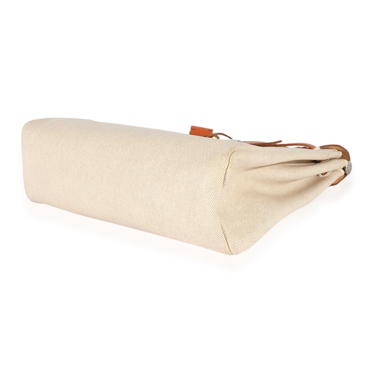 Pre Owned Hermes Ecru Toile & Natural Vache Hunter 2-in-1 Herbag 39 PHW