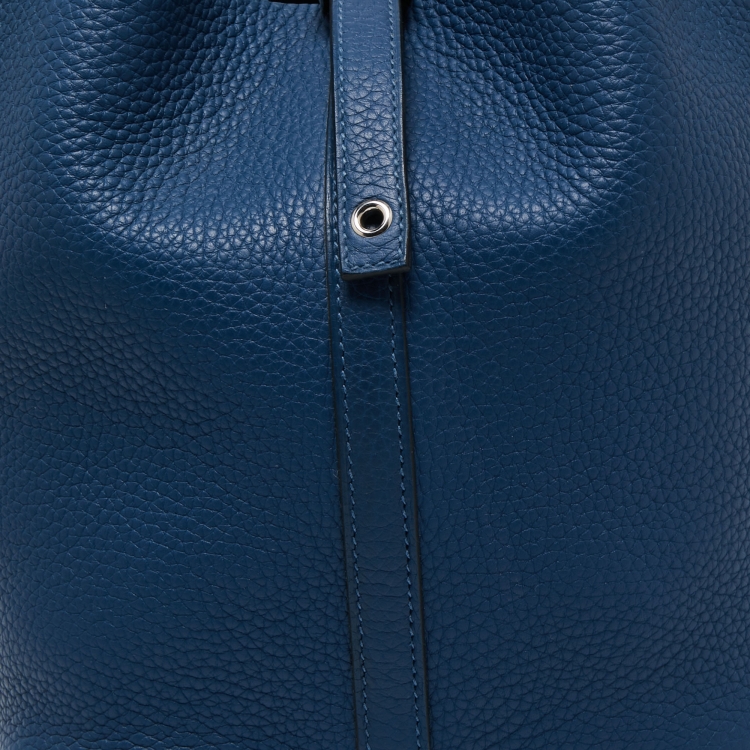 Pre Owned Hermes Deep Blue/Anemone Clemence Leather Picotin Lock 22 Bag