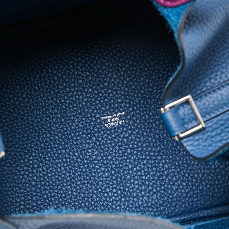 Pre Owned Hermes Deep Blue/Anemone Clemence Leather Picotin Lock 22 Bag