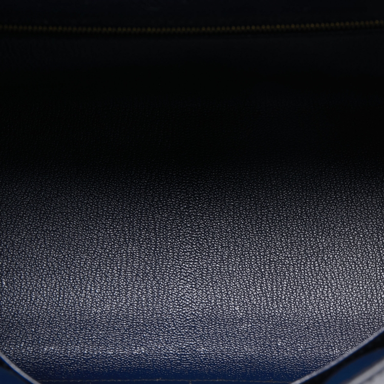 Pre Owned Hermes Blue Nuit Epsom Leather Gold Finish Kelly Sellier 28 Bag