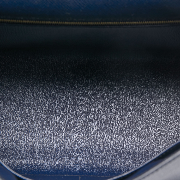 Pre Owned Hermes Blue Nuit Epsom Leather Gold Finish Kelly Sellier 28 Bag