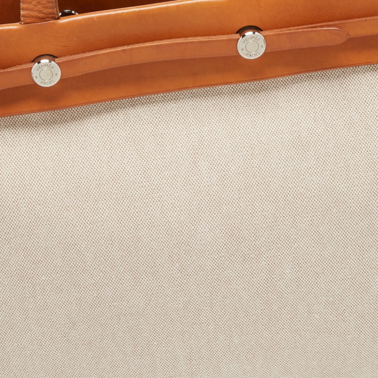 Pre Owned HERMES Natural Canvas and Leather Herbag Cabas 2 in 1 Bag