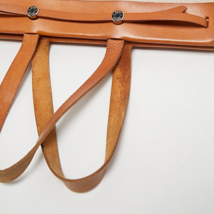 Pre Owned HERMES Natural Canvas and Leather Herbag Cabas 2 in 1 Bag