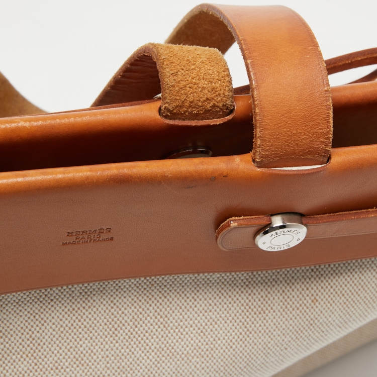 Pre Owned HERMES Natural Canvas and Leather Herbag Cabas 2 in 1 Bag