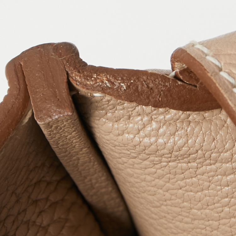 Pre Owned Hermes Trench Clemence Leather Gold Finish Birkin 35 Bag