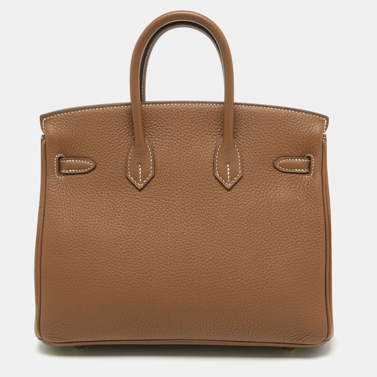 Pre Owned Hermes Gold Togo Leather Gold Finish Birkin 25 Bag