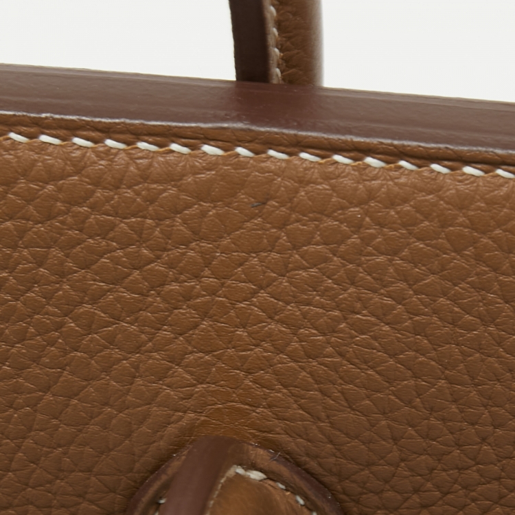 Pre Owned Hermes Gold Togo Leather Gold Finish Birkin 25 Bag