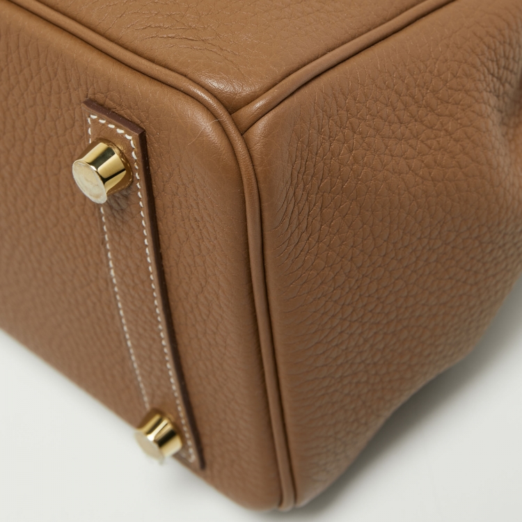 Pre Owned Hermes Gold Togo Leather Gold Finish Birkin 25 Bag