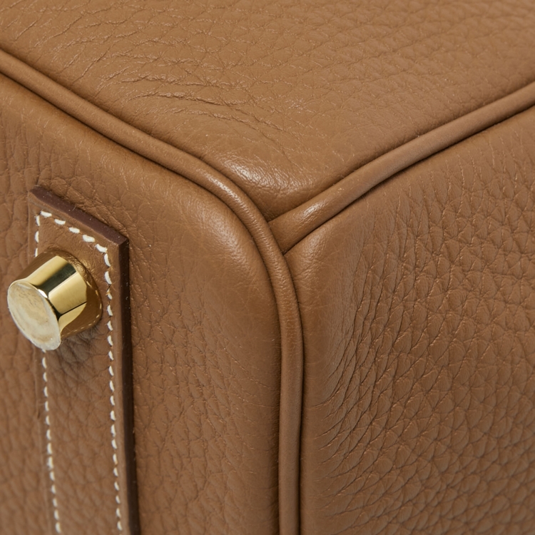 Pre Owned Hermes Gold Togo Leather Gold Finish Birkin 25 Bag