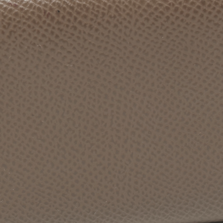 مملوكة مسبقًا Hermes Etoupe Grey Epsom Leather Calvi Card Holder
