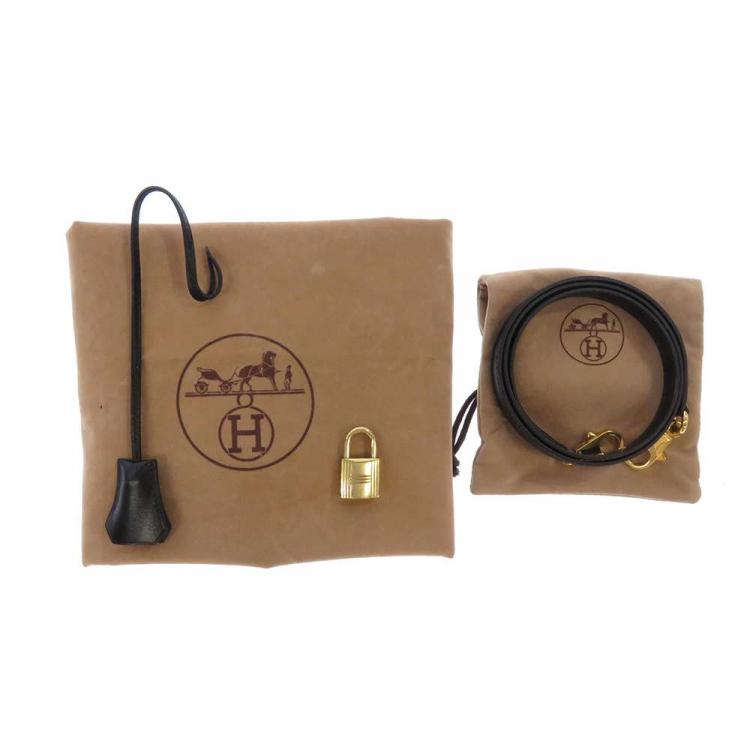 Pre Owned Hermes Black Box Calf Leather Gold Hardware Kelly Sellier 28 Bag 