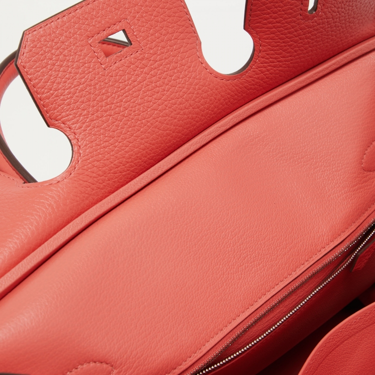 Pre Owned Hermes Rose Jaipur Clemence Leather Palladium Finish Birkin 30 Bag