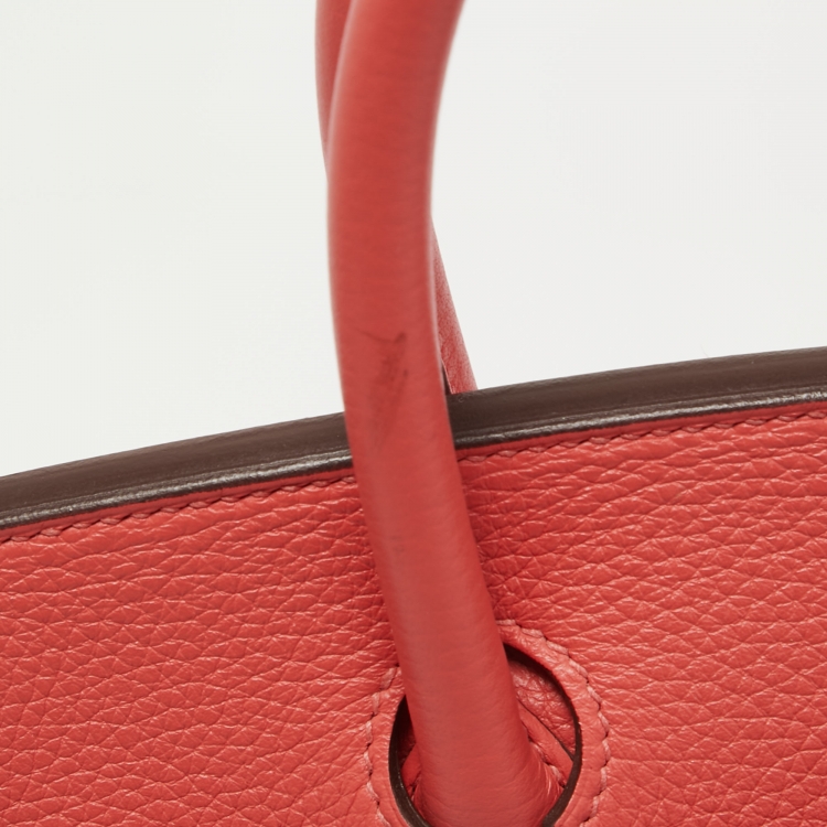 Pre Owned Hermes Rose Jaipur Clemence Leather Palladium Finish Birkin 30 Bag