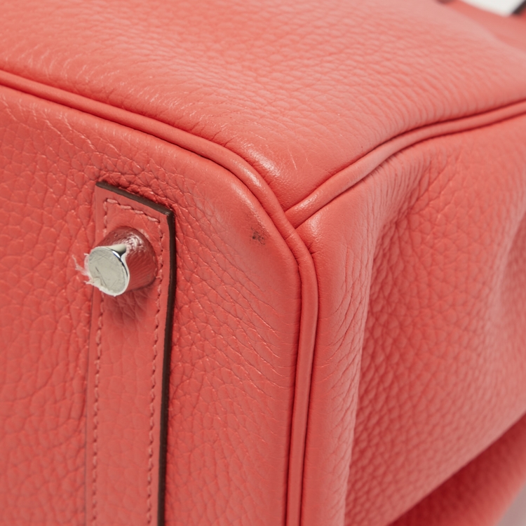 Pre Owned Hermes Rose Jaipur Clemence Leather Palladium Finish Birkin 30 Bag
