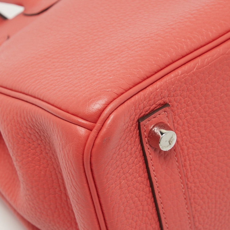 Pre Owned Hermes Rose Jaipur Clemence Leather Palladium Finish Birkin 30 Bag