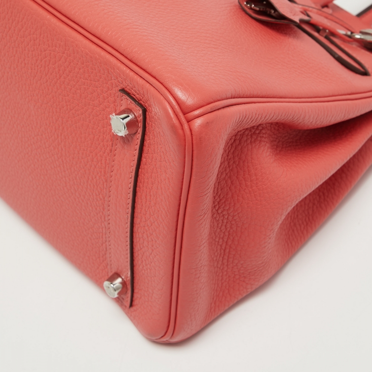 Pre Owned Hermes Rose Jaipur Clemence Leather Palladium Finish Birkin 30 Bag