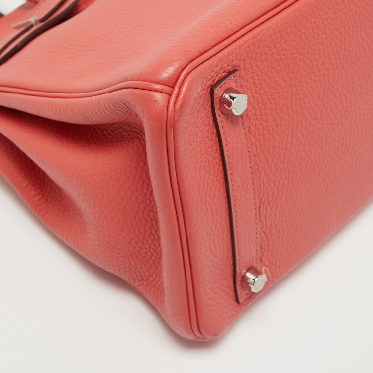 Pre Owned Hermes Rose Jaipur Clemence Leather Palladium Finish Birkin 30 Bag