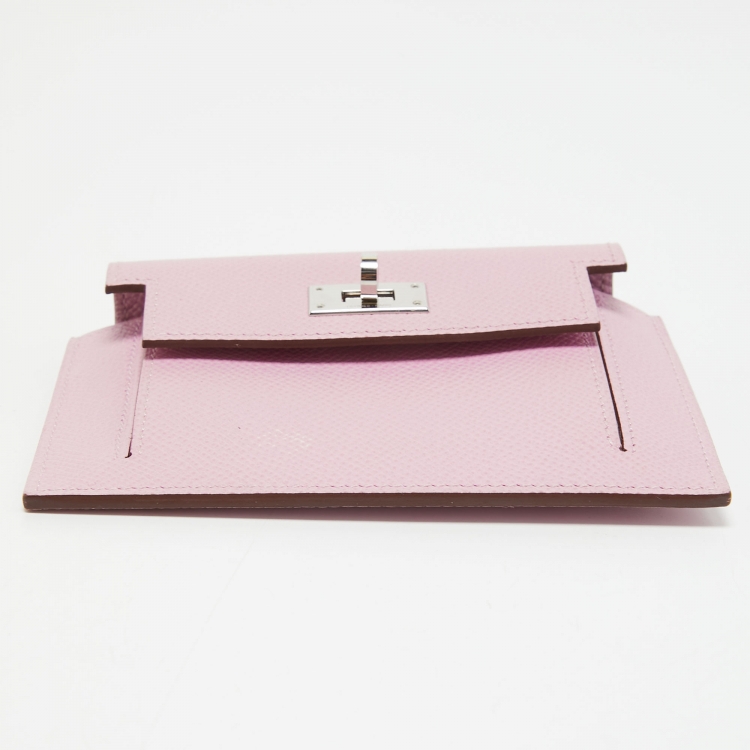 Pre Owned Hermes Mauve Sylvestre Epsom Leather Kelly Pocket Compact Wallet