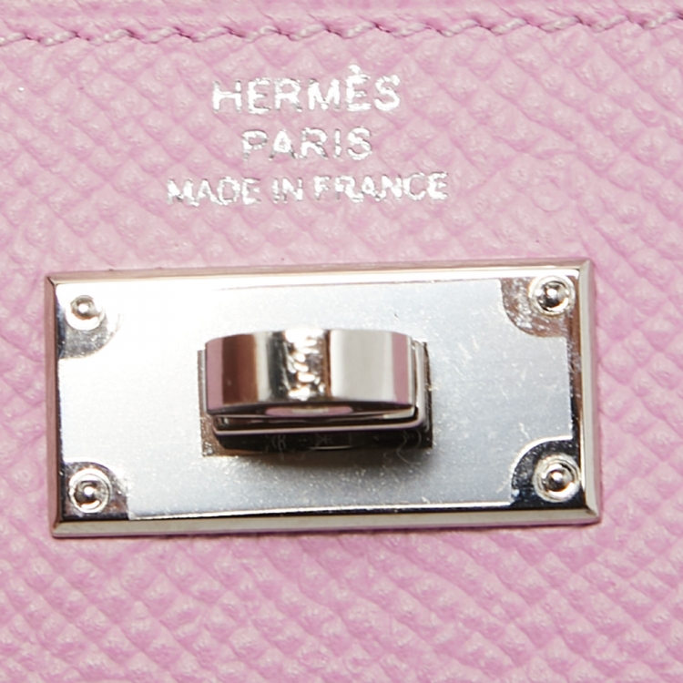 Pre Owned Hermes Mauve Sylvestre Epsom Leather Kelly Pocket Compact Wallet