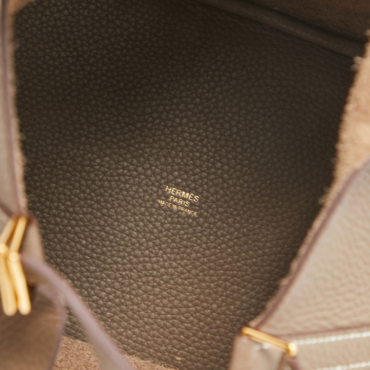 Pre Owned Hermes Etoupe Grey Taurillon Clemence Leather Picotin Lock 22 Bag