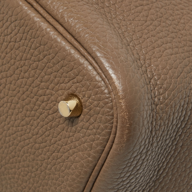 Pre Owned Hermes Etoupe Grey Taurillon Clemence Leather Picotin Lock 22 Bag