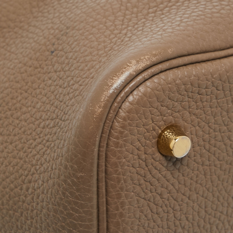 Pre Owned Hermes Etoupe Grey Taurillon Clemence Leather Picotin Lock 22 Bag