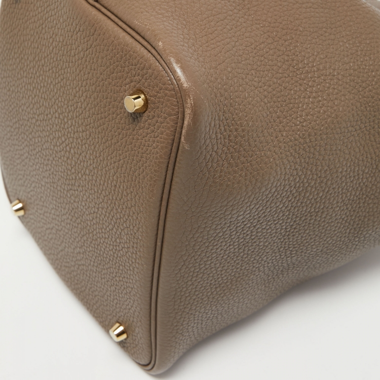 Pre Owned Hermes Etoupe Grey Taurillon Clemence Leather Picotin Lock 22 Bag