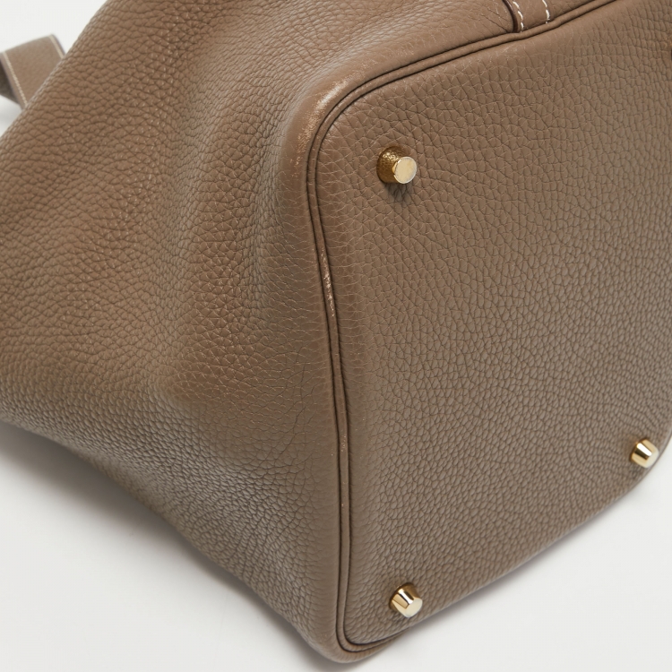 Pre Owned Hermes Etoupe Grey Taurillon Clemence Leather Picotin Lock 22 Bag