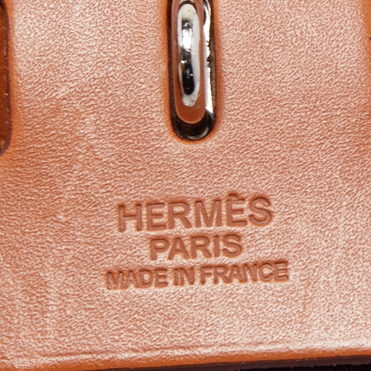 Pre Owned Hermes Cassis/Fauve Canvas and Leather Herbag Zip 39 Bag