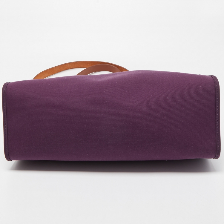 Pre Owned Hermes Cassis/Fauve Canvas and Leather Herbag Zip 39 Bag