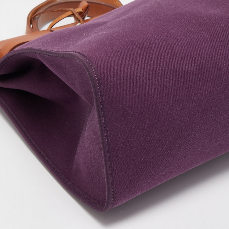 Pre Owned Hermes Cassis/Fauve Canvas and Leather Herbag Zip 39 Bag