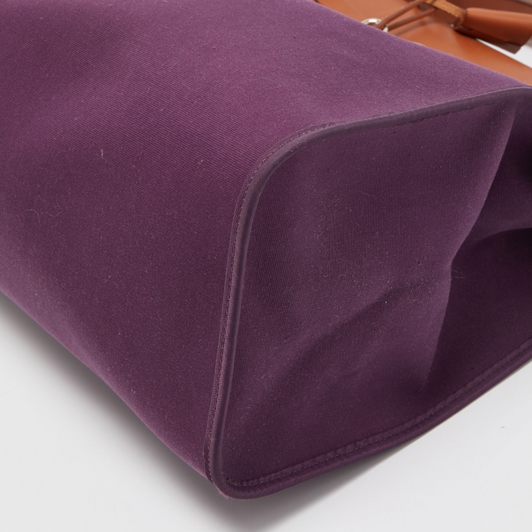 Pre Owned Hermes Cassis/Fauve Canvas and Leather Herbag Zip 39 Bag
