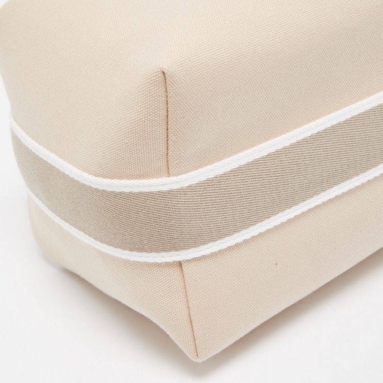 Pre Owned Hermes Beige Canvas Large Bride-a-Brac Case Pouch