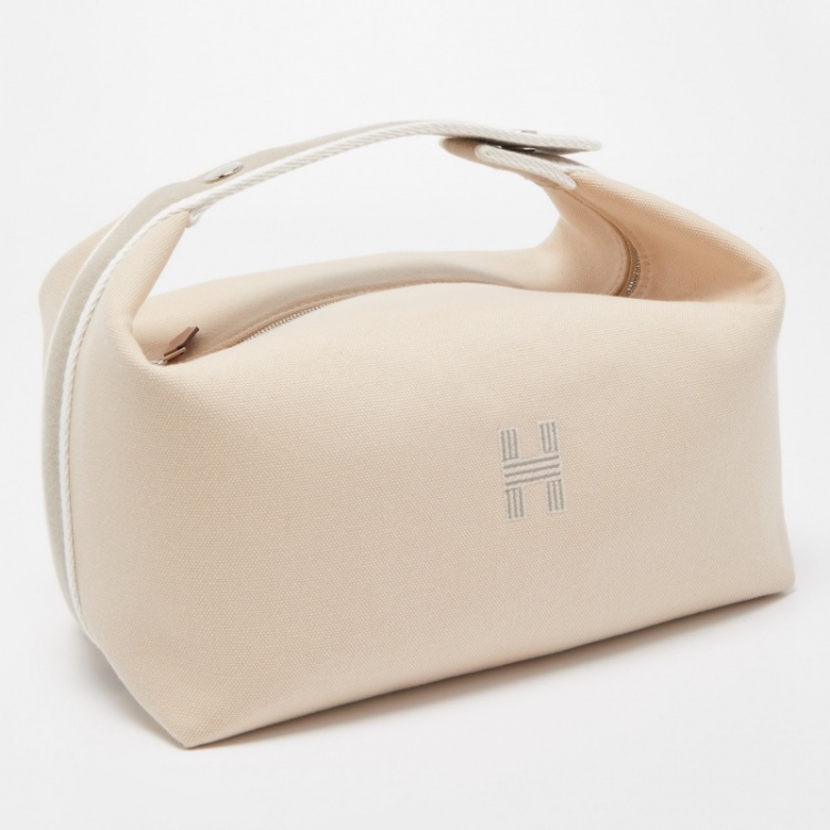 Pre Owned Hermes Beige Canvas Large Bride-a-Brac Case Pouch