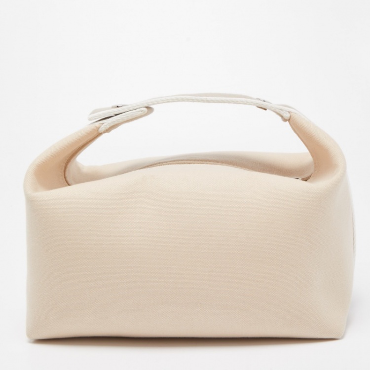 Pre Owned Hermes Beige Canvas Large Bride-a-Brac Case Pouch