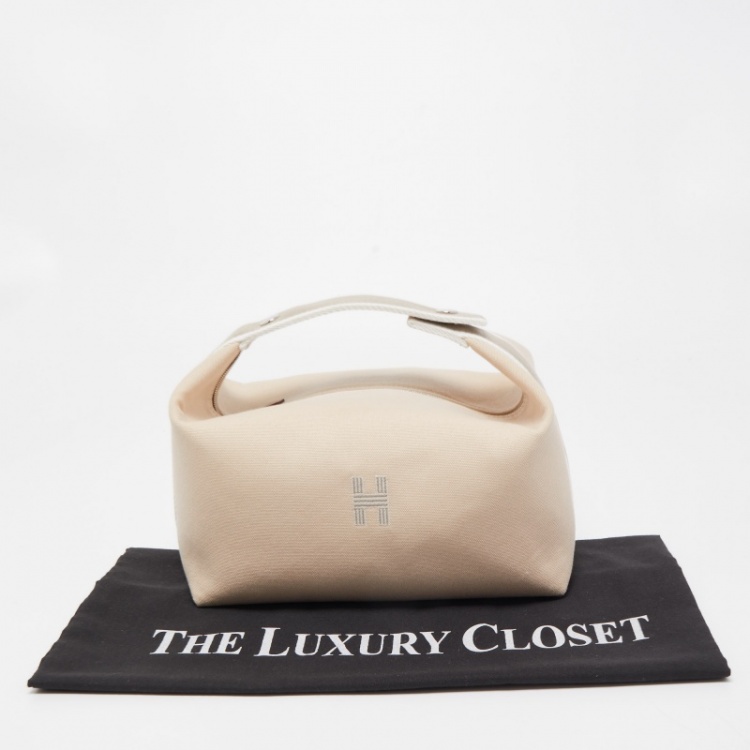 Pre Owned Hermes Beige Canvas Large Bride-a-Brac Case Pouch
