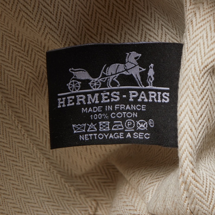 Pre Owned Hermes Beige Canvas Large Bride-a-Brac Case Pouch