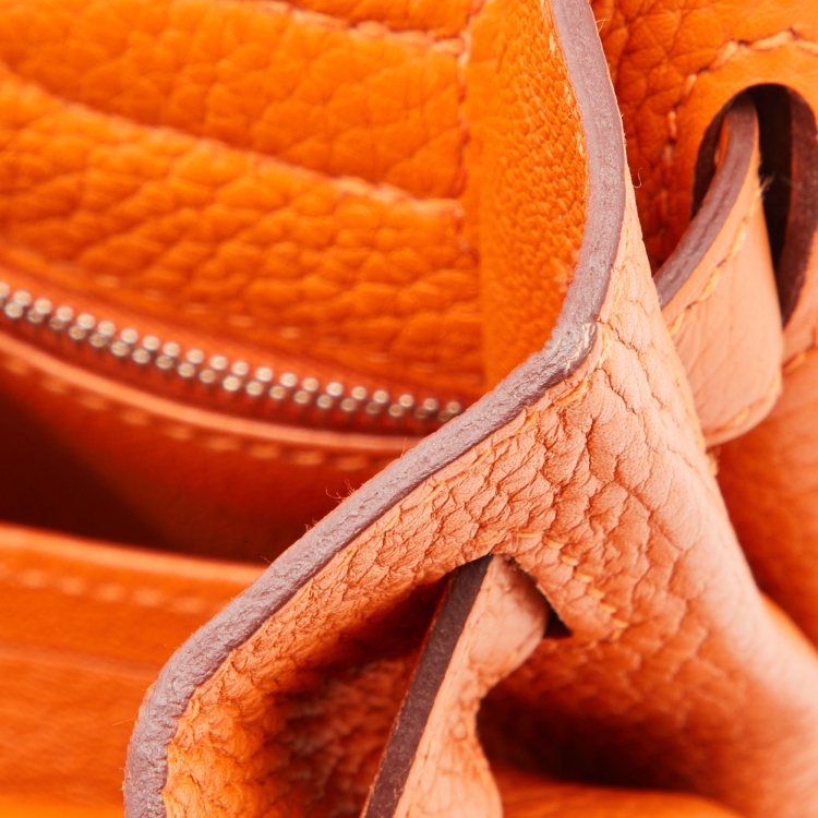 Pre Owned Hermes Orange Taurillon Clemence Leather Palladium Finish Kelly Retourne 32 Bag