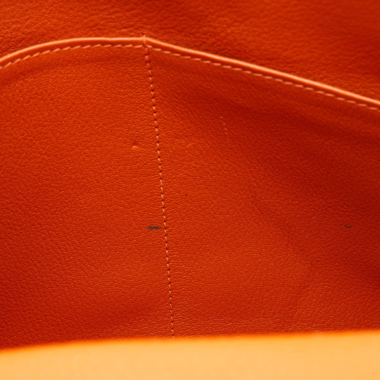 Pre Owned Hermes Orange Taurillon Clemence Leather Palladium Finish Kelly Retourne 32 Bag