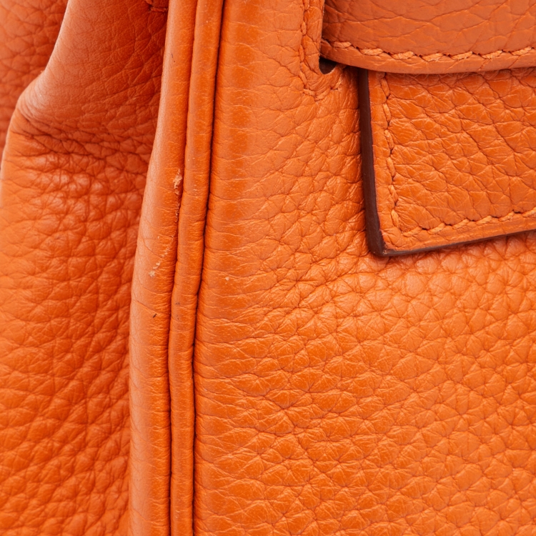 Pre Owned Hermes Orange Taurillon Clemence Leather Palladium Finish Kelly Retourne 32 Bag