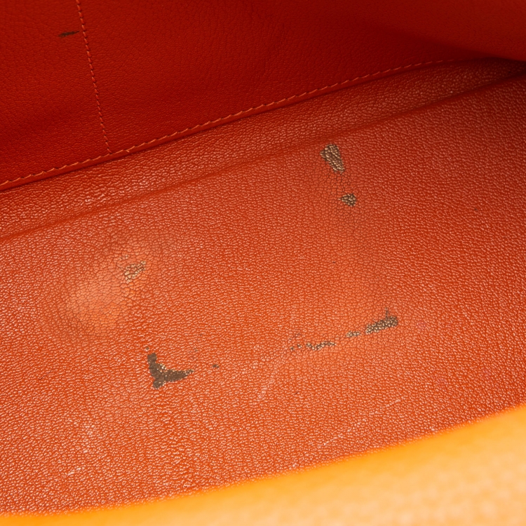 Pre Owned Hermes Orange Taurillon Clemence Leather Palladium Finish Kelly Retourne 32 Bag