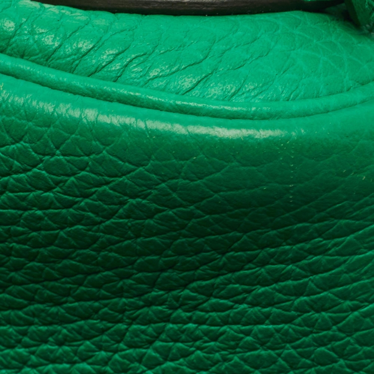 Pre Owned Hermes Menthe Taurillon Clemence Leather Gold Finish Lindy 20 Bag