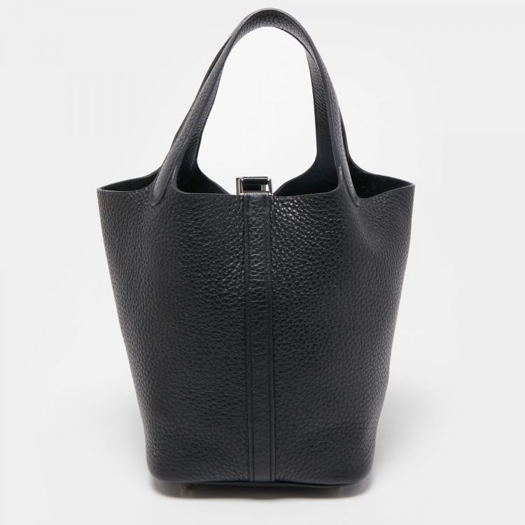 Pre Owned Hermes Black Taurillon Clemence Leather Picotin Lock 18 Bag