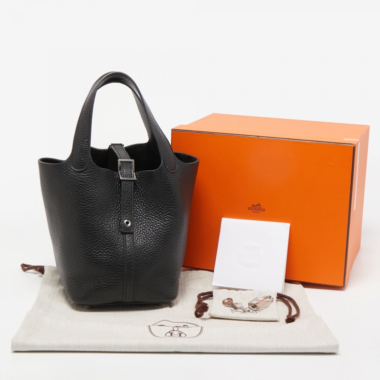 Pre Owned Hermes Black Taurillon Clemence Leather Picotin Lock 18 Bag