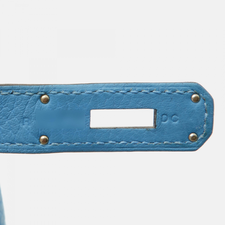 Pre Owned Hermes Celeste Taurillon Clemence Leather Palladium Finish Birkin 30 Bag