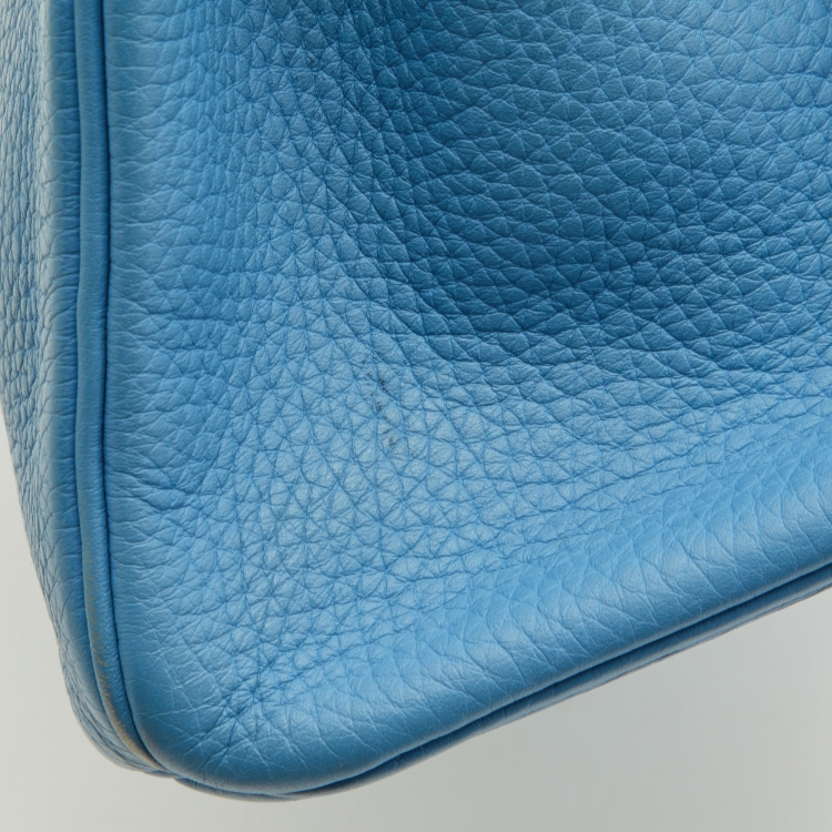 Pre Owned Hermes Celeste Taurillon Clemence Leather Palladium Finish Birkin 30 Bag