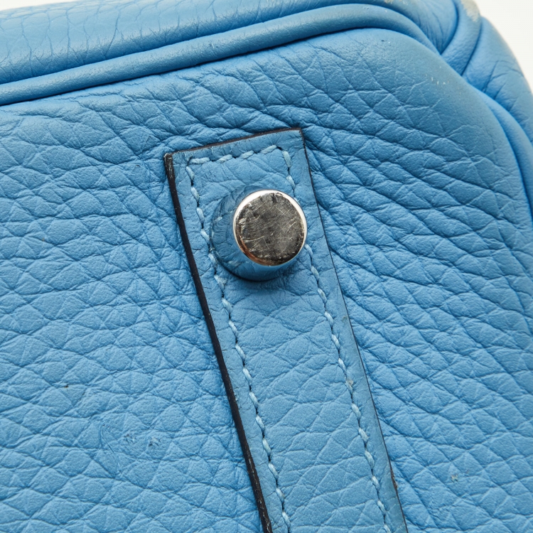 Pre Owned Hermes Celeste Taurillon Clemence Leather Palladium Finish Birkin 30 Bag