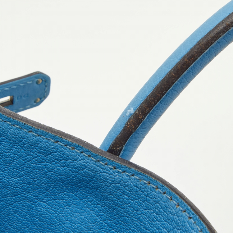 Pre Owned Hermes Celeste Taurillon Clemence Leather Palladium Finish Birkin 30 Bag