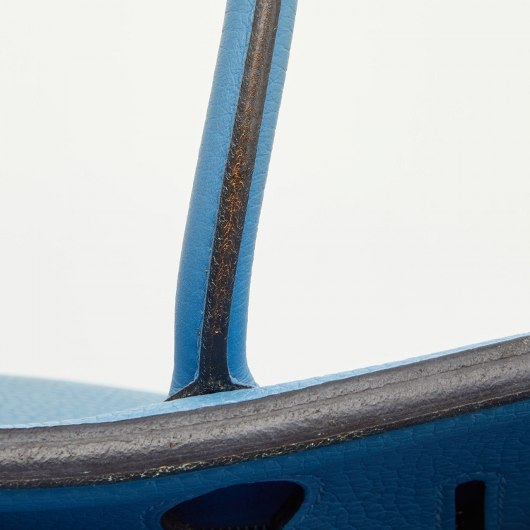 Pre Owned Hermes Celeste Taurillon Clemence Leather Palladium Finish Birkin 30 Bag